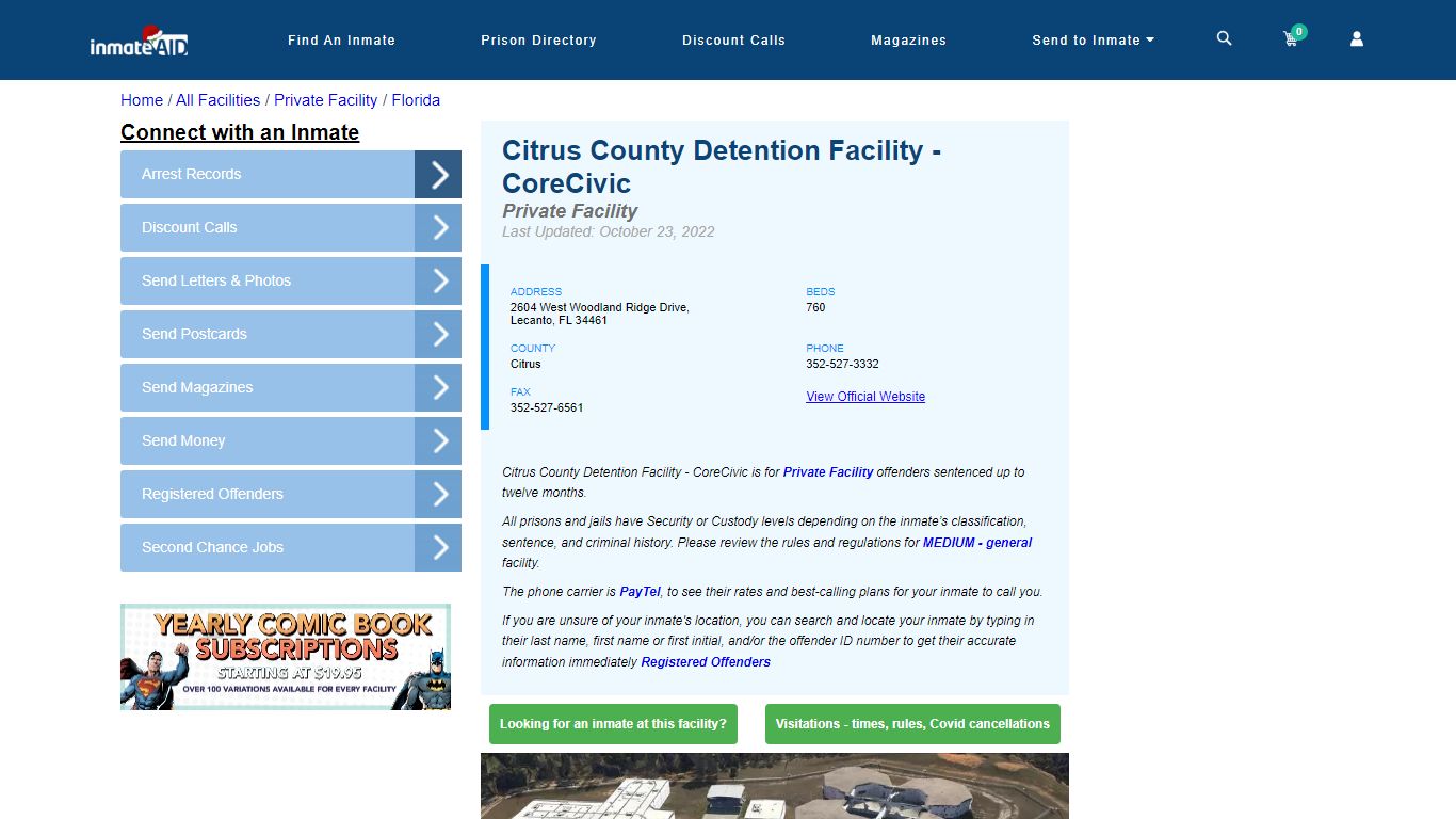 Citrus County Detention Facility - CoreCivic - Inmate Search - Lecanto, FL